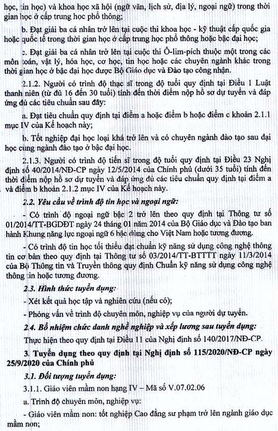 UBND huyện Vĩnh Linh, Quảng Trị tuyển dụng giáo viên năm 2020