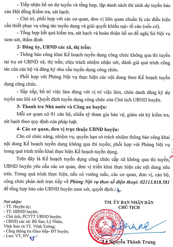 UBND huyện Vĩnh Tường, Vĩnh Phúc tuyển dụng công chức cấp xã không qua thi tuyển năm 2020