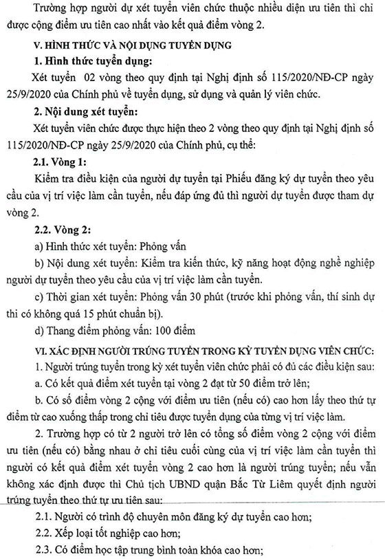 UBND quận Bắc Từ Liêm, TP.Hà Nội tuyển dụng viên chức năm 2020