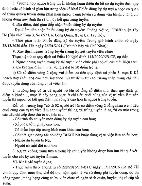 UBND quận Tây Hồ, TP.Hà Nội tuyển dụng giáo viên và nhân viên trường học năm 2020