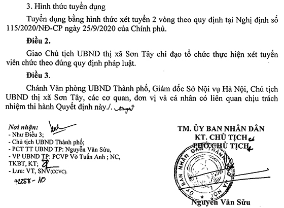 UBND TP. Hà Nội tuyển dụng viên chức làm việc tại các đơn vị sự nghiệp thuộc UBND thị xã Sơn Tây năm 2020