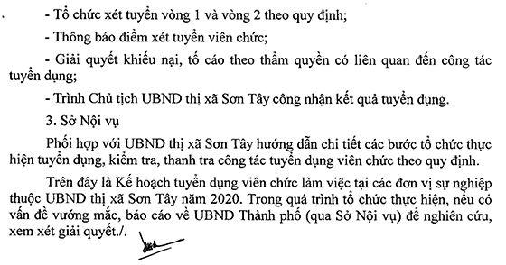 UBND TP. Hà Nội tuyển dụng viên chức làm việc tại các đơn vị sự nghiệp thuộc UBND thị xã Sơn Tây năm 2020