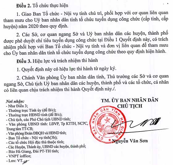 UBND tỉnh Hà Giang tuyển dụng công chức cấp tỉnh, huyện năm 2020