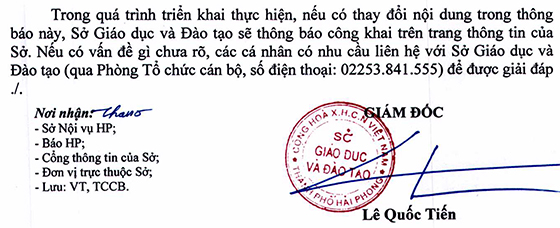 Sở Giáo dục và Đào tạo thành phố Hải Phòng tuyển dụng viên chức giáo viên THPT năm 2020