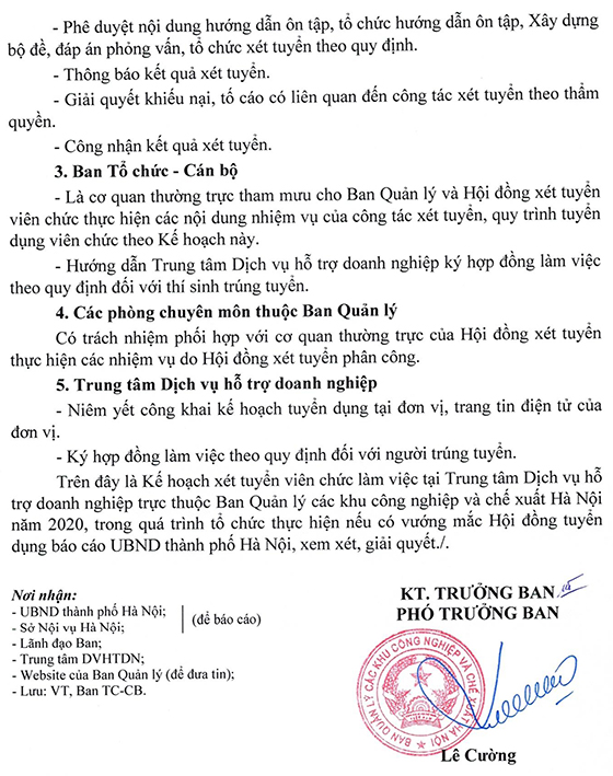 BQL các Khu Công nghiệp và Chế xuất Hà Nội tuyển dụng viên chức năm 2020