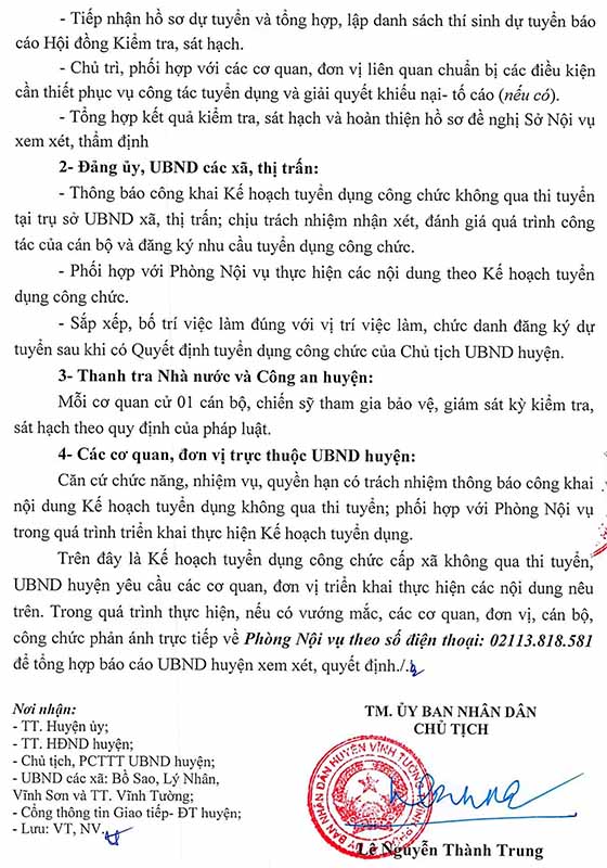 UBND huyện Vĩnh Tường, Vĩnh Phúc tuyển dụng công chức cấp xã không qua thi tuyển năm 2020
