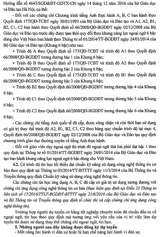 UBND quận Bắc Từ Liêm, TP. Hà Nội tuyển dụng viên chức giáo dục năm 2020