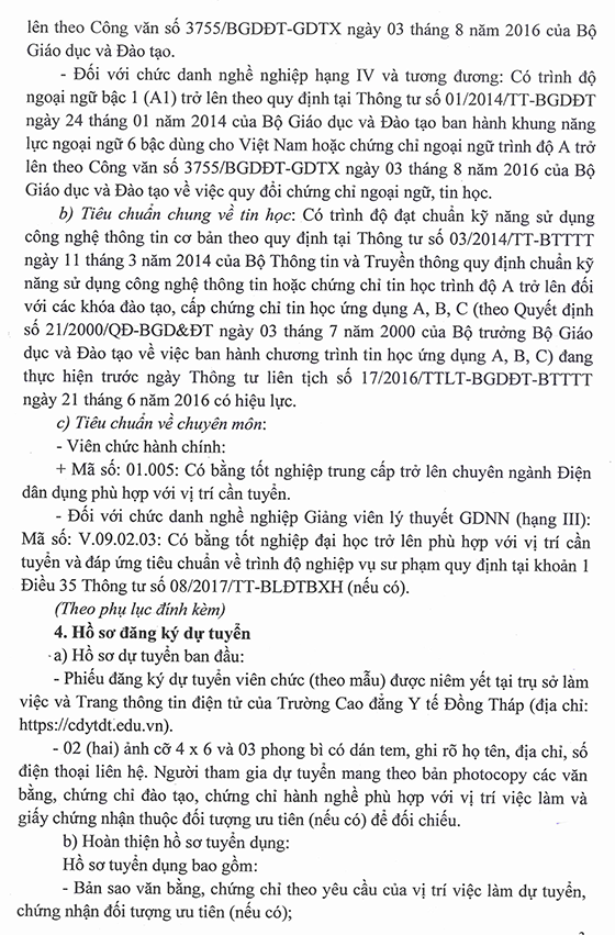 Trường Cao đẳng Y tế Đồng Tháp tuyển dụng viên chức năm 2021