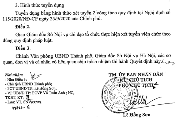 Chi cục Văn thư - Sở Nội vụ TP. Hà Nội tuyển dụng viên chức năm 2021