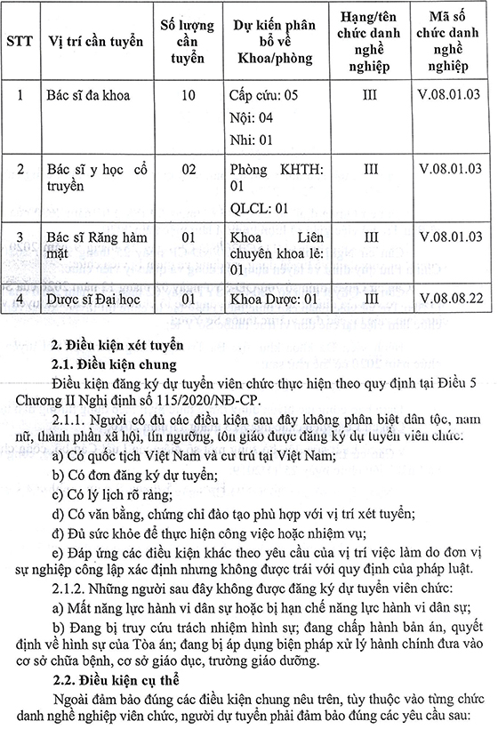 Bệnh viện Đa khoa KV Ba Tri, Bến Tre tuyển dụng viên chức năm 2020
