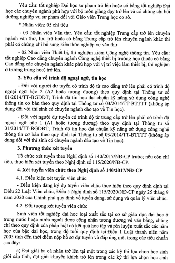 UBND TP.Đông Hà, Quảng Trị tuyển dụng giáo viên năm 2021