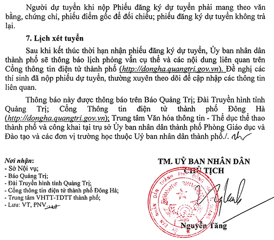 UBND TP.Đông Hà, Quảng Trị tuyển dụng giáo viên năm 2021