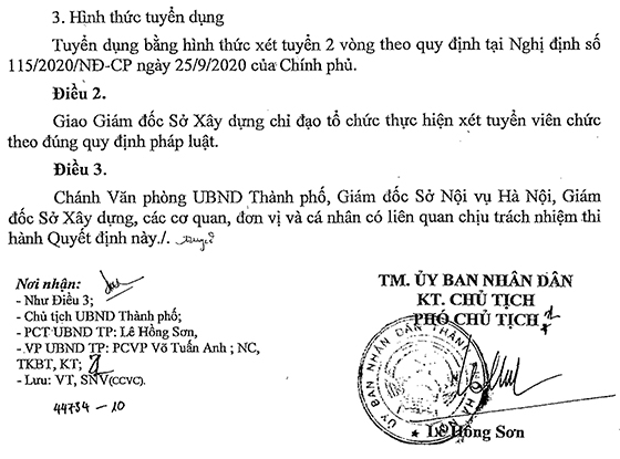 Sở Xây dựng TP. Hà Nội tuyển dụng viên chức năm 2021