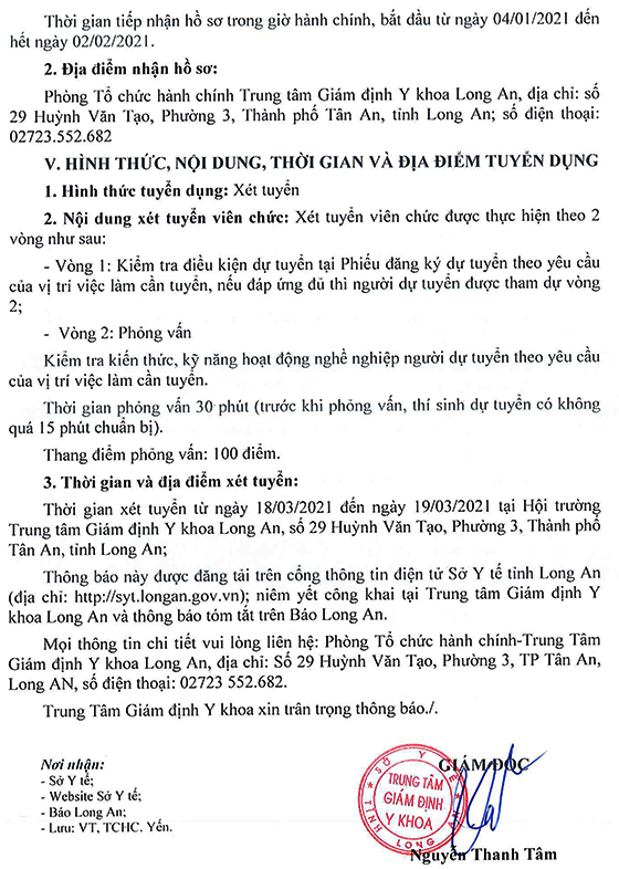 TT Giám định Y khoa tỉnh Long An tuyển dụng viên chức năm 2021