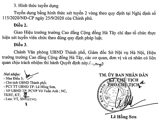  Trường Cao đẳng Cộng đồng Hà Tây tuyển dụng viên chức năm 2021