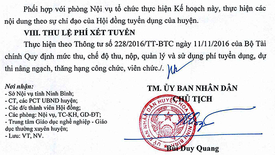 UBND huyện Hoa Lư, Ninh Bình tuyển dụng giáo viên và nhân viên trường học năm 2021