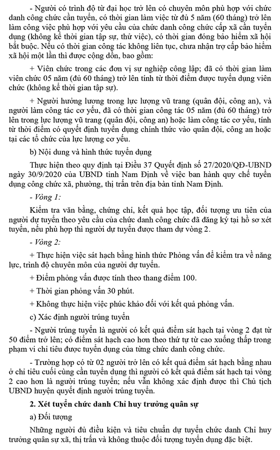 UBND huyện Trực Ninh, Nam Định tuyển dụng công chức cấp xã năm 2021