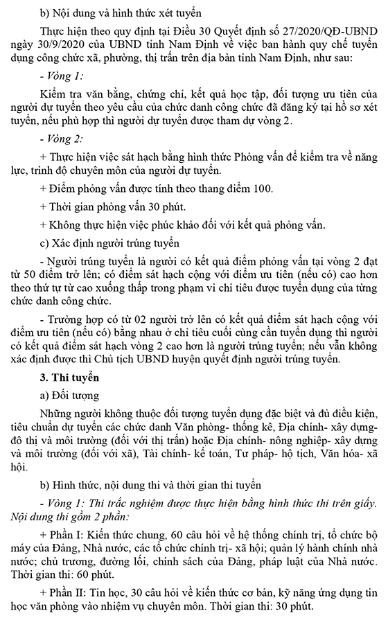 UBND huyện Trực Ninh, Nam Định tuyển dụng công chức cấp xã năm 2021