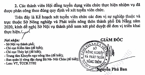 Sở Nông nghiệp và Phát triển nông thôn TP. Đà Nẵng tuyển dụng viên chức năm 2020