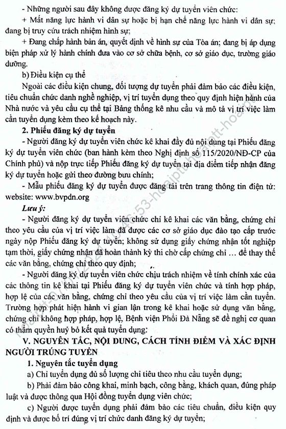 Bệnh viện Phổi Đà Nẵng tuyển dụng viên chức năm 2021