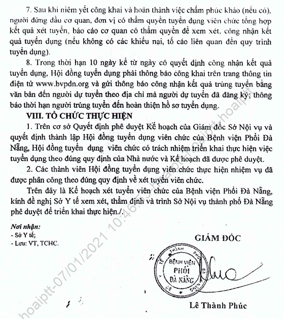 Bệnh viện Phổi Đà Nẵng tuyển dụng viên chức năm 2021