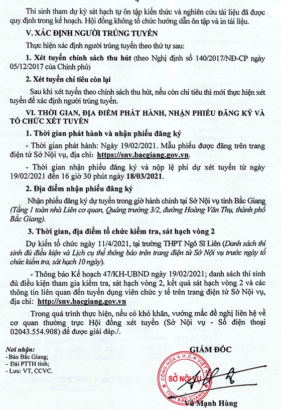 Sở Nội vụ tỉnh Bắc Giang tuyển dụng viên chức y tế năm 2021