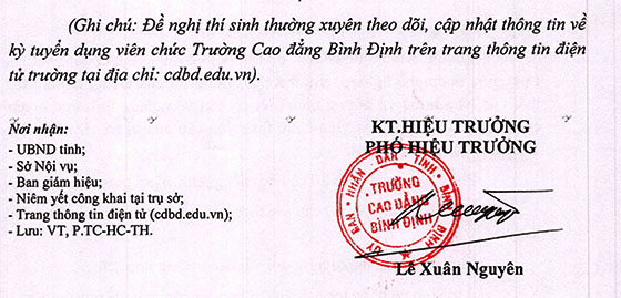 Trường Cao đẳng Bình Định tuyển dụng viên chức năm 2021