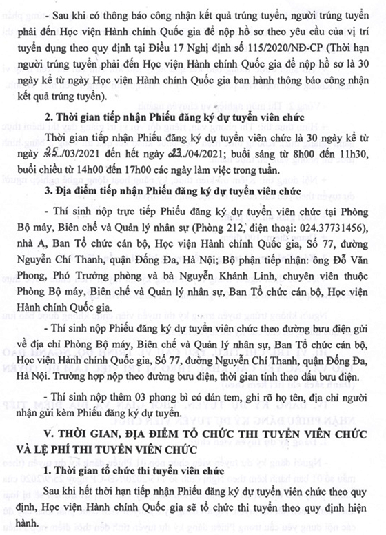 Học viện Hành chính Quốc gia tuyển dụng viên chức năm 2021