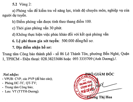 Trung tâm Công báo TP. Hồ Chí Minh tuyển dụng viên chức kế toán năm 2021