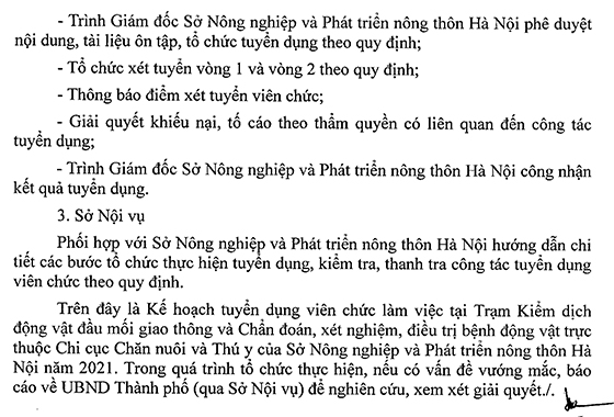 Chi cục Chăn nuôi và Thú y - Sở Nông nghiệp và Phát triển nông thôn Hà Nội tuyển dụng viên chức năm 2021
