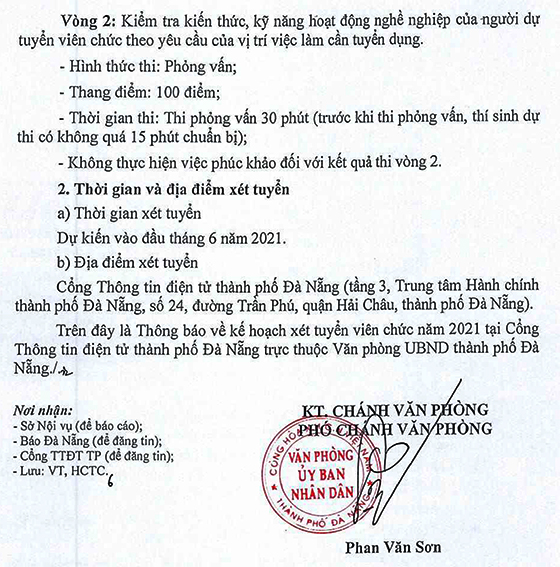 Cổng Thông tin điện tử trực thuộc VP UBND TP. Đà Nẵng tuyển dụng viên chức năm 2021