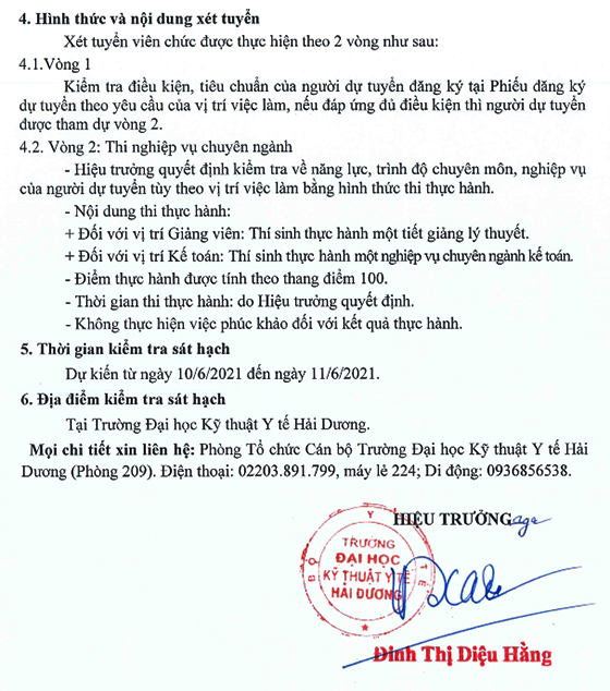 Trường Đại học Kỹ thuật Y tế Hải Dương tuyển dụng viên chức năm 2021