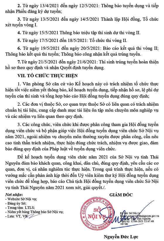 Sở Nội vụ tỉnh Thái Nguyên tuyển dụng viên chức năm 2021