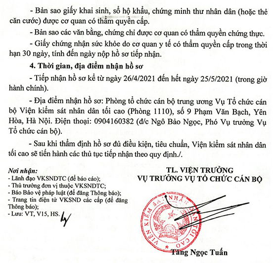 Viện Kiểm sát nhân dân tối cao tiếp nhận Giám định viên kỹ thuật hình sự năm 2021