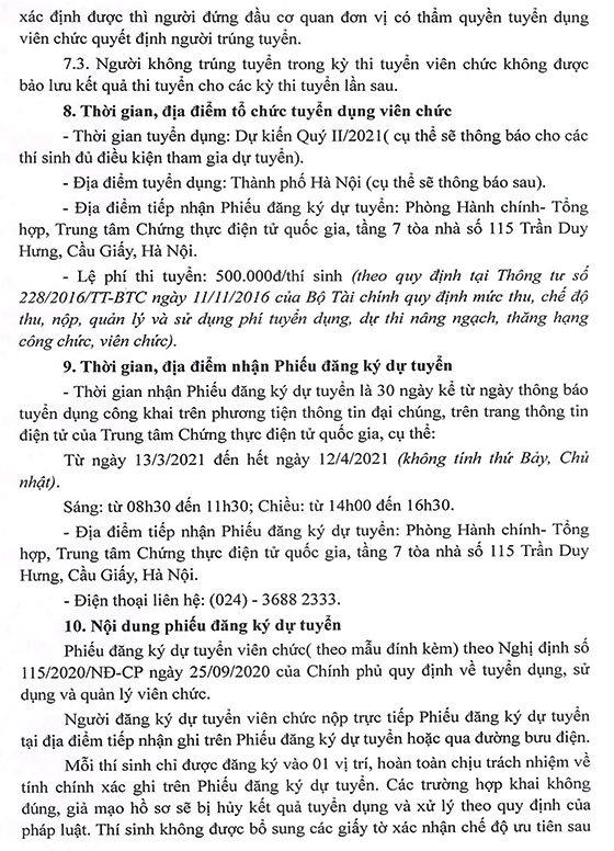 Trung tâm Chứng thực điện tử quốc gia tuyển dụng viên chức năm 2021