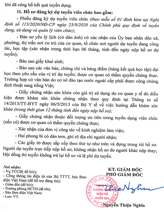Trung tâm Chứng thực điện tử quốc gia tuyển dụng viên chức năm 2021