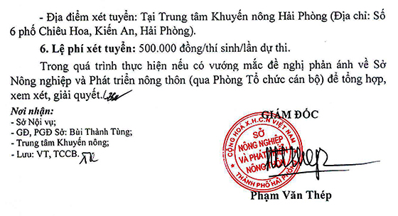 Trung tâm Khuyến nông - Sở Nông nghiệp và PTNT TP. Hải Phòng tuyển dụng viên chức năm 2021