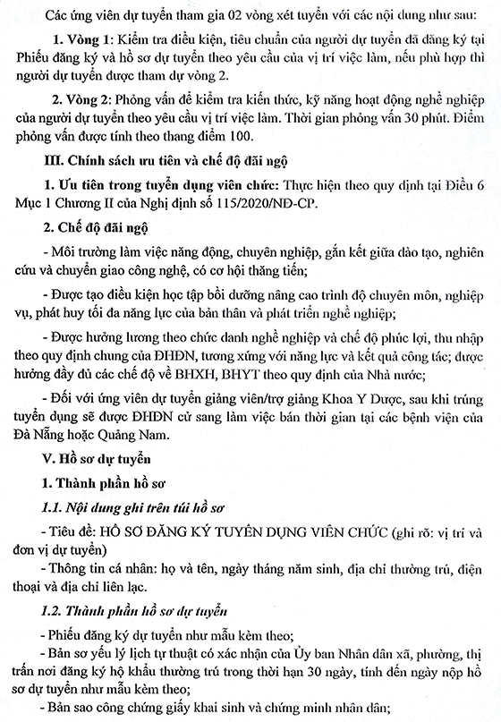 Đại học Đà Nẵng tuyển dụng viên chức làm việc tại các đơn vị thuộc và trực thuộc năm 2021
