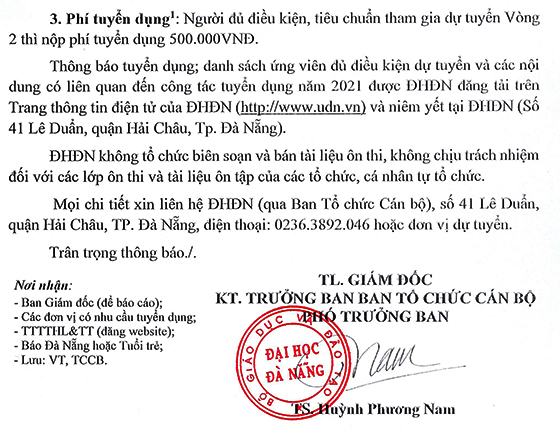 Đại học Đà Nẵng tuyển dụng viên chức làm việc tại các đơn vị thuộc và trực thuộc năm 2021