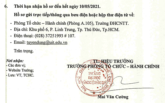 Trường ĐH Công nghệ thông tin - ĐHQG TP. HCM tuyển dụng giảng viên, trợ giảng đợt 1 năm 2021