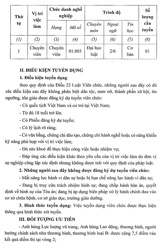 Phòng Công chứng số 3 - Sở Tư pháp tỉnh Đồng Nai tuyển dụng viên chức năm 2021