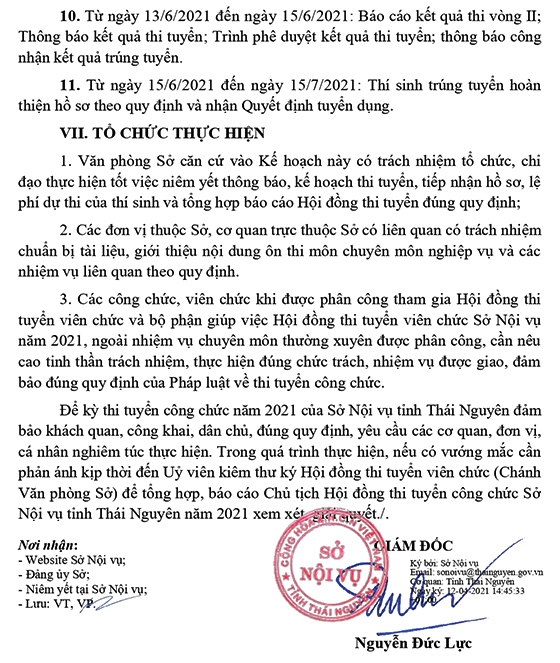 Sở Nội vụ tỉnh Thái Nguyên tuyển dụng công chức năm 2021