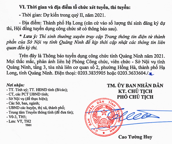 UBND tỉnh Quảng Ninh tuyển dụng công chức năm 2021