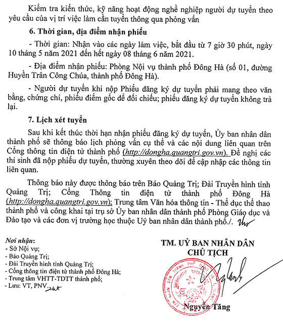 UBND TP. Đông Hà, Quảng Trị tuyển dụng viên chức năm 2021