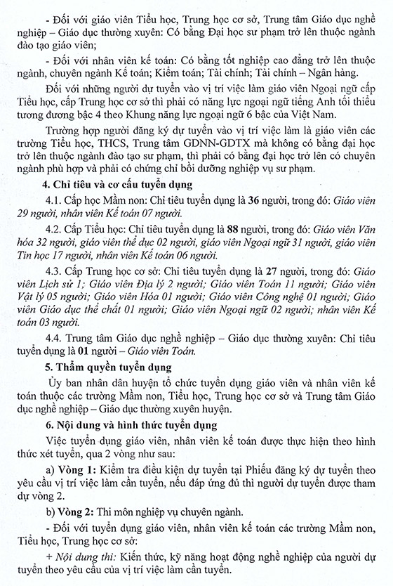 UBND huyện Ninh Giang, Hải Dương ban hành Kế hoạch tuyển dụng giáo viên và NVKT năm 2021