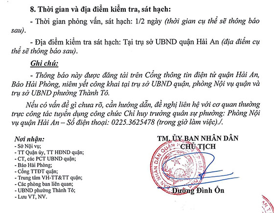 UBND quận Hải An, Hải Phòng tuyển dụng Chỉ huy trưởng quân sự cấp phường năm 2021
