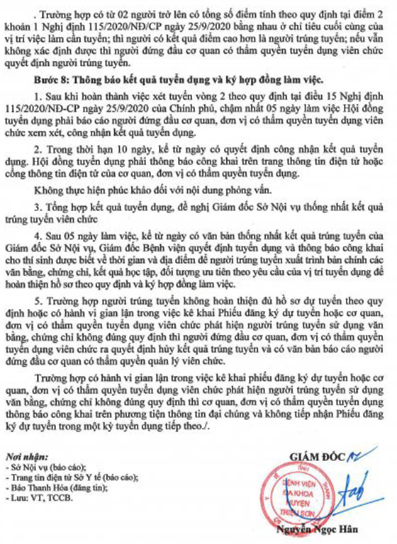 Bệnh viện đa khoa Triệu Sơn, Thanh Hóa thông báo tuyển dụng viên chức năm 2021