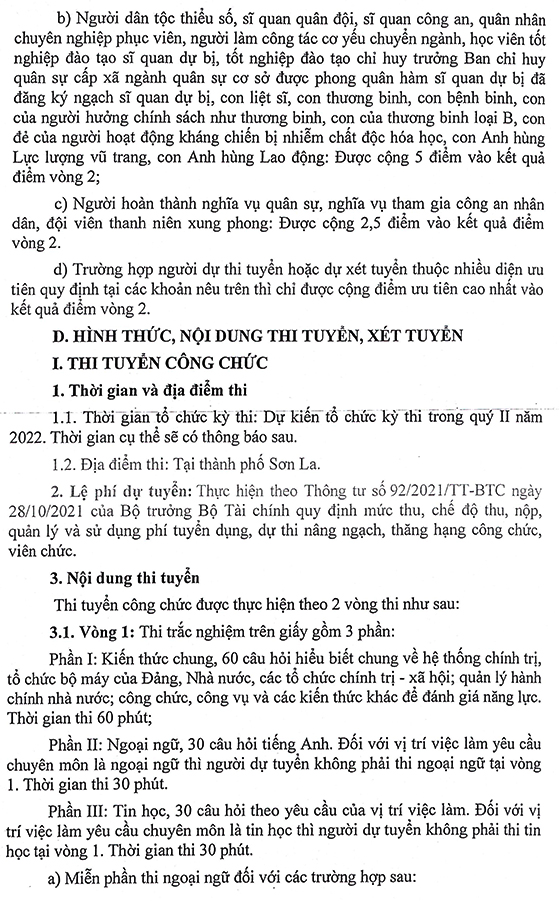 UBND tỉnh Sơn La tuyển dụng công chức cấp tỉnh, huyện, thành phố năm 2022